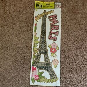 Paris Eiffel Tower Wall Decal with Floral Accents